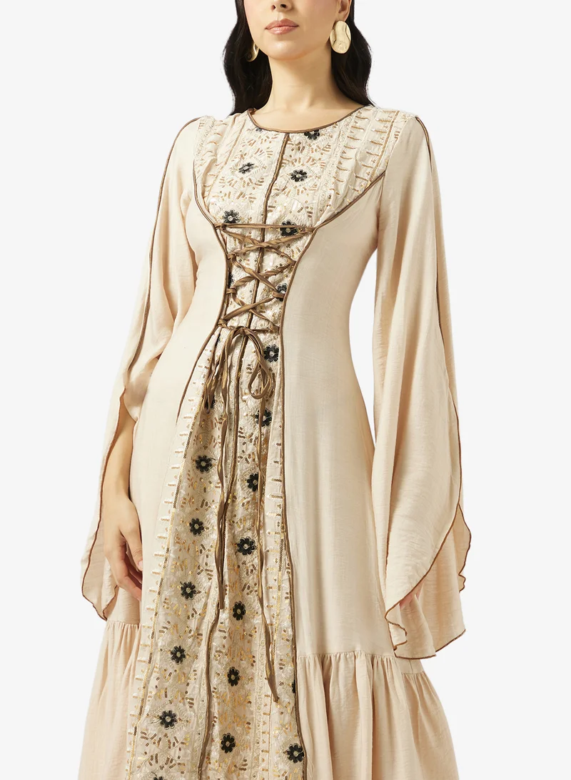 Khizana  A-line Dress With Waist Tie Up Detail for Women | Best Price UAE